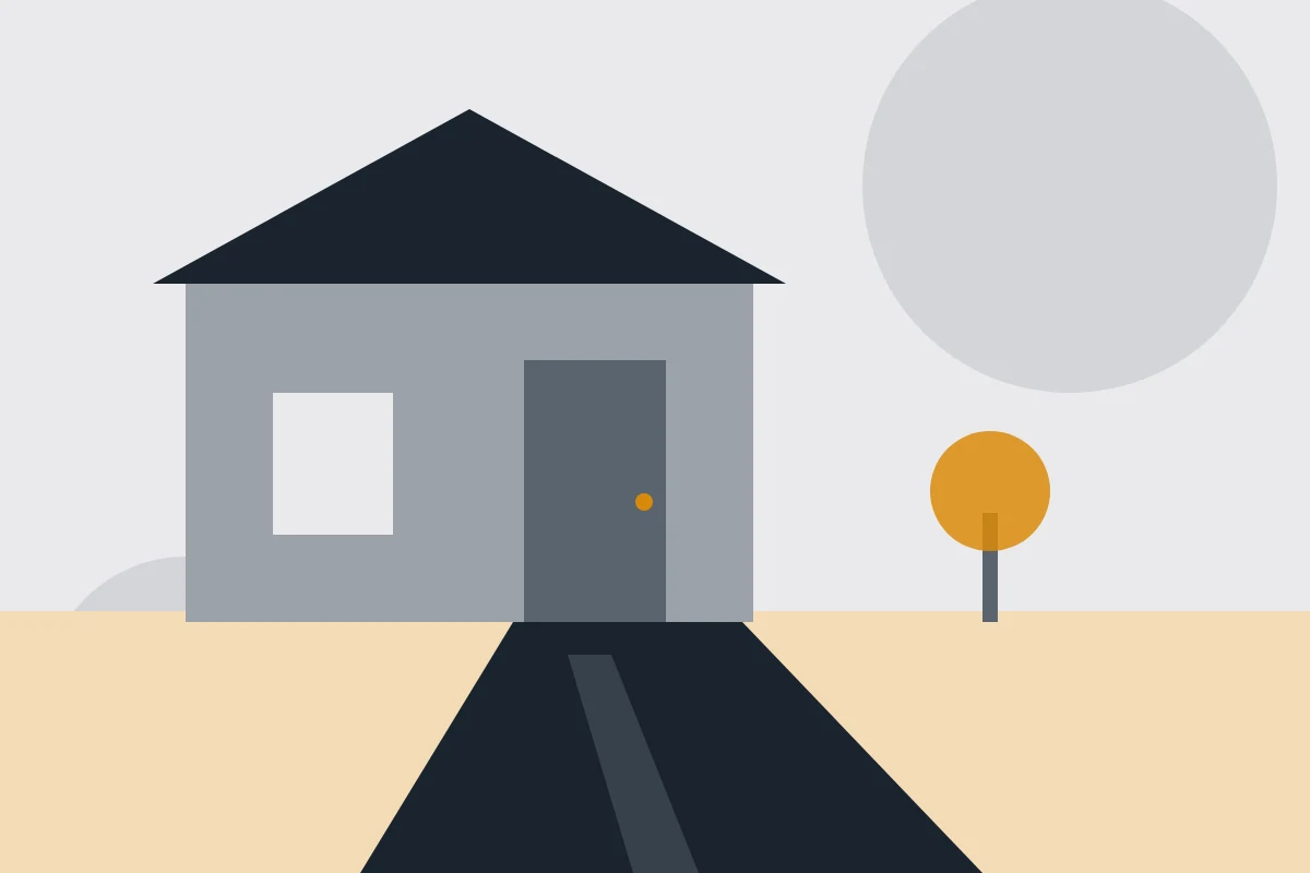 Illustration of a house with a fresh black asphalt driveway