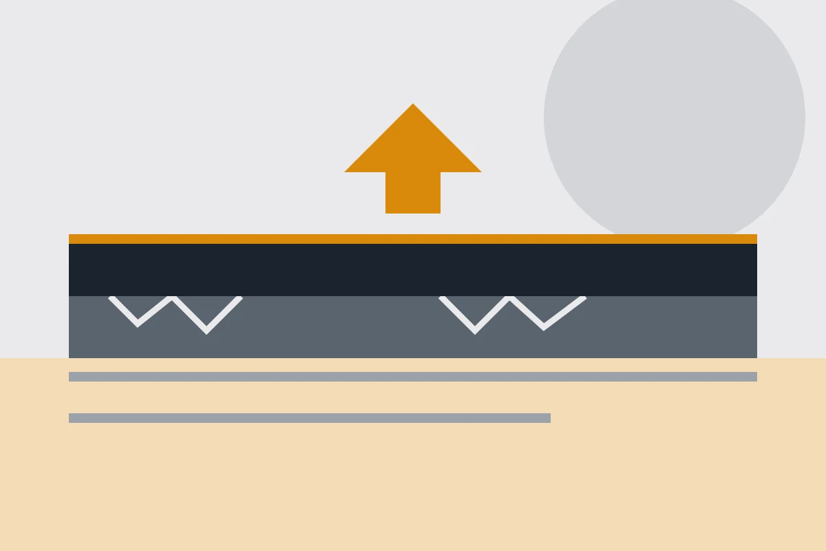 Illustration of a new asphalt layer going over a worn, cracked surface